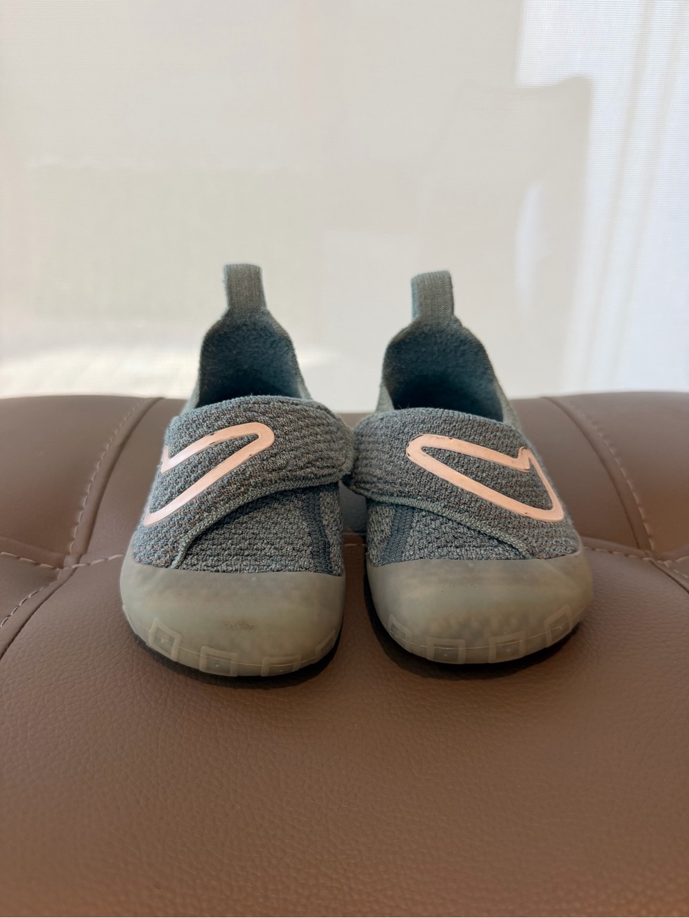 Nike Swoosh 1 Flyknit Light Blue and White Slip-On Sneakers